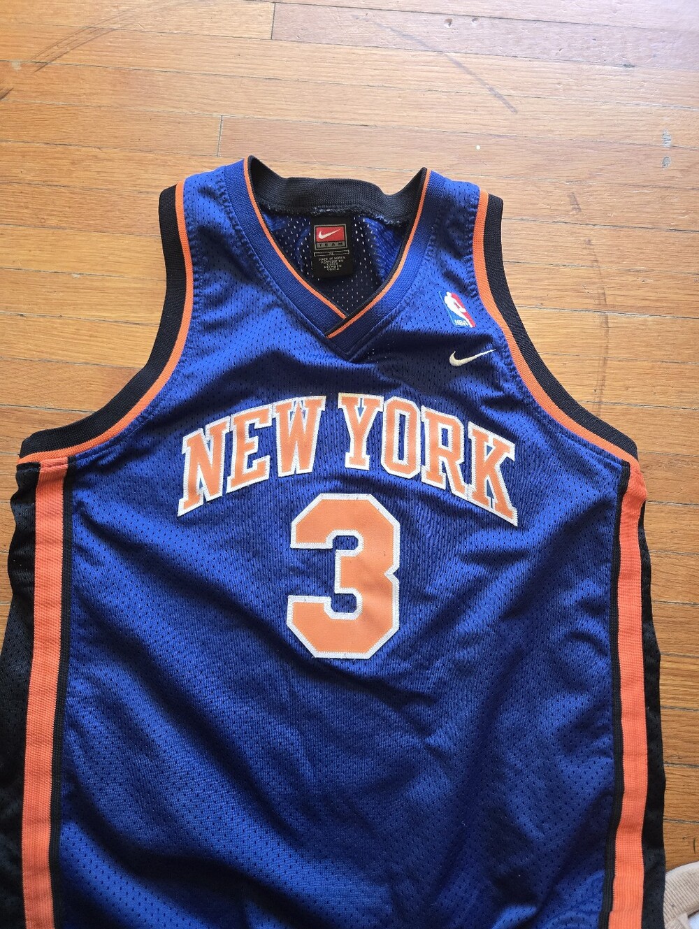 Nike Blue and Orange New York #3 Basketball Jersey